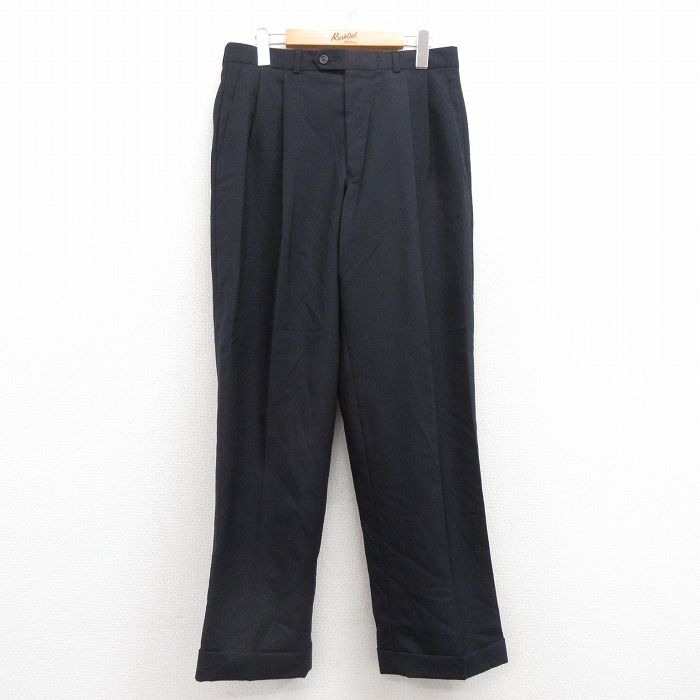 W32★古着 ラルフローレン Ralph Lauren チャップス ブランド スラックス パンツ メンズ 90年代 90s ウール カナダ製 紺 ネイビー 25mar14 中古 ボトムス ロング