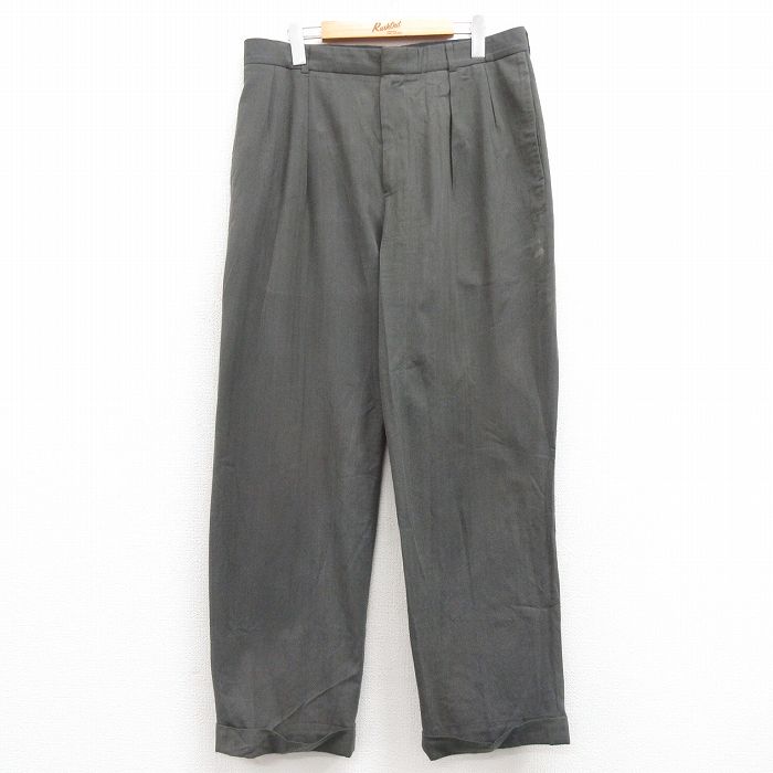 W35★古着 ラルフローレン Ralph Lauren ブランド パンツ メンズ 90年代 90s シルク ヘリンボーン グレー系 【spe】 25mar14 中古 ボトムス ロング