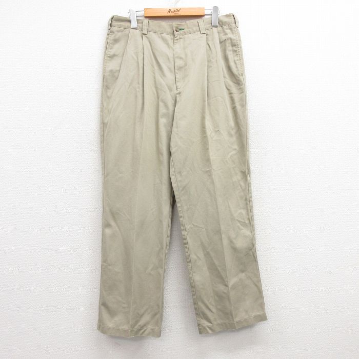 【50%OFF】W33★古着 トミーヒルフィガー TOMMY HILFIGER ブランド チノ パンツ チノパン メンズ ワンポイントロゴ コットン ベージュ カーキ 25mar14 中古 ボトムス ロング