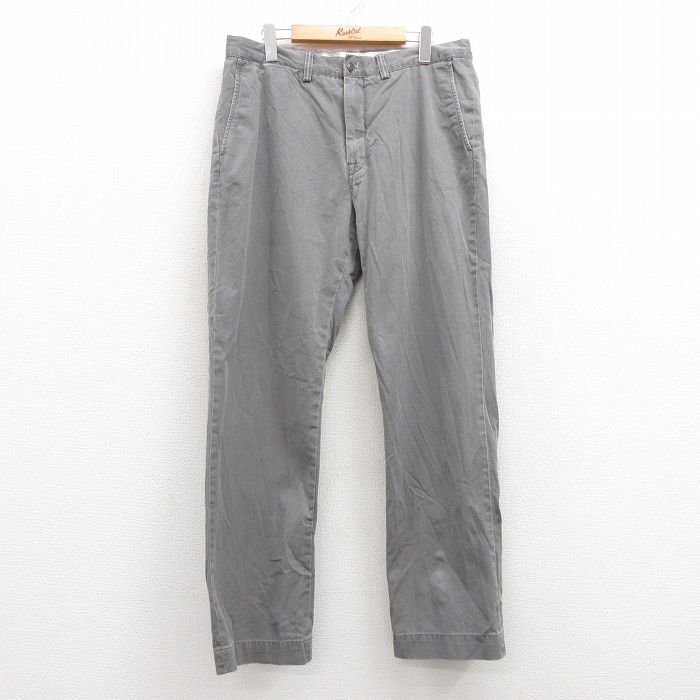 W35★古着 ラルフローレン Ralph Lauren ブランド チノ パンツ チノパン メンズ ワンポイントロゴ タロン グレー 25mar14 中古 ボトムス ロング