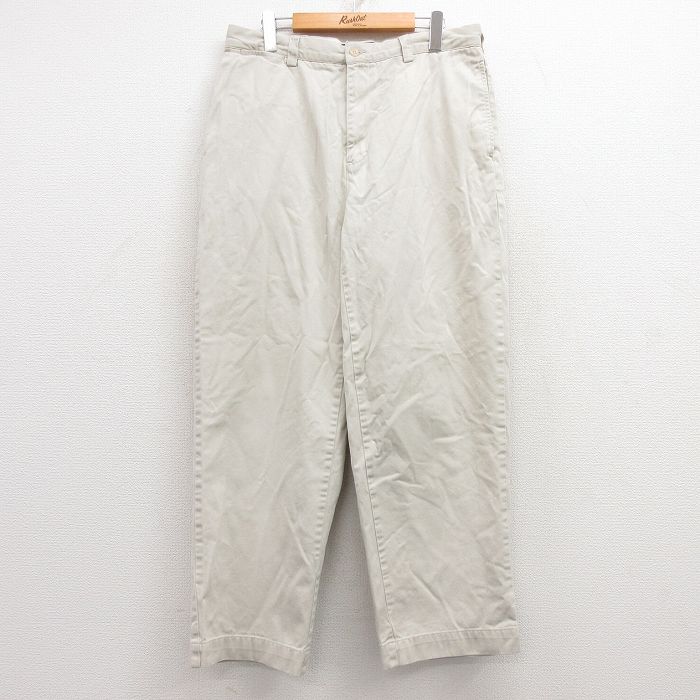 W33★古着 ラルフローレン Ralph Lauren ブランド チノ パンツ チノパン メンズ 90年代 90s PHILIP コットン 薄ベージュ カーキ 25mar14 中古 ボトムス ロング