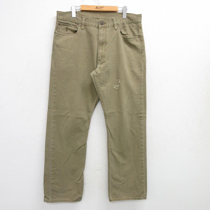【50%OFF】W35★古着 ラルフローレン Ralph Lauren ブランド ジーンズ メンズ ワンポイントロゴ 緑 グリーン デニム 25mar14 中古 ボトムス ジーパン Gパン ロング パンツ