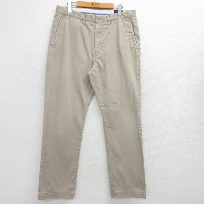 【50%OFF】W35★古着 ラルフローレン Ralph Lauren パンツ メンズ ワンポイントロゴ ベージュ カーキ 25mar14 中古 ボトムス ロング