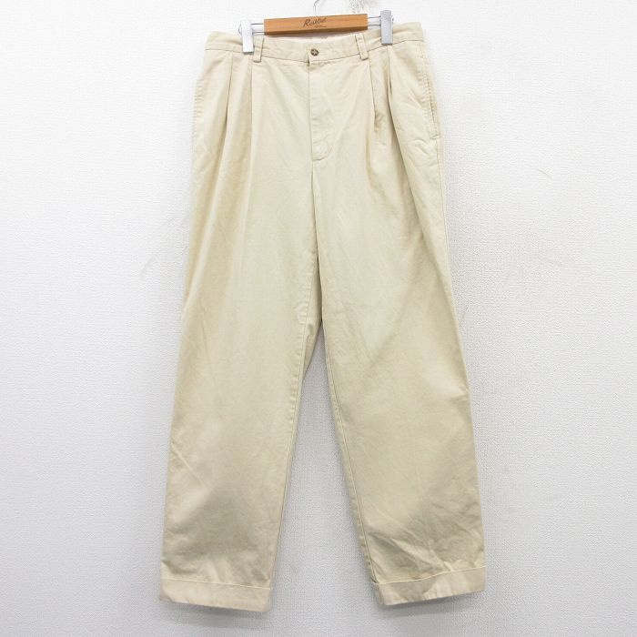 W33★古着 バナナリパブリック BANANA REPUBLIC パンツ メンズ コットン ベージュ カーキ 25mar14 中古 ボトムス ロング