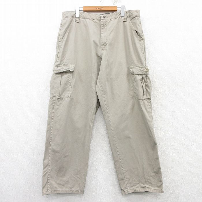 W36★古着 ラングラー Wrangler カーゴ パンツ メンズ コットン ベージュ カーキ 25mar14 中古 ボトムス ロング