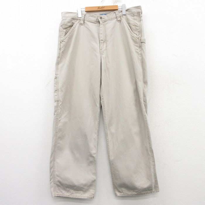 W38★古着 オールドネイビー OLD NAVY ペインター パンツ メンズ 00年代 00s コットン ベージュ カーキ 25mar14 中古 ボトムス ロング