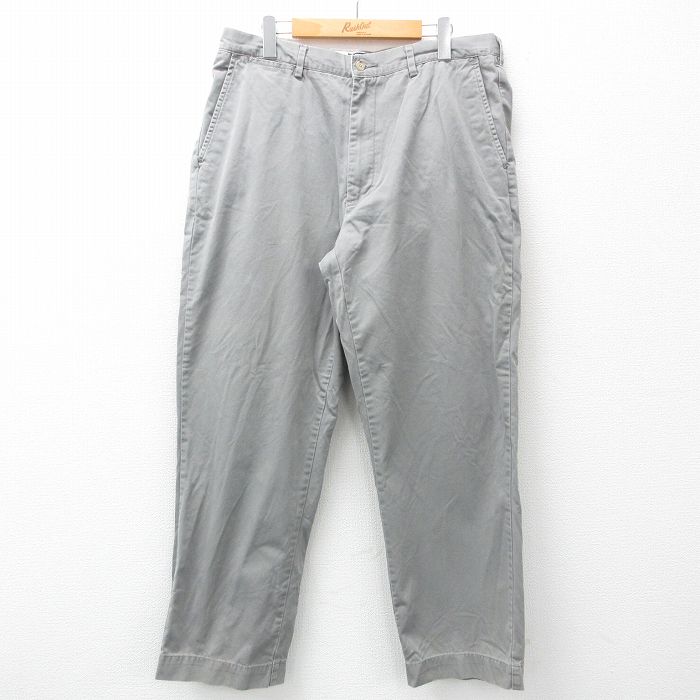 W35★古着 ラルフローレン Ralph Lauren ブランド チノ パンツ チノパン メンズ 90年代 90s コットン グレー 25mar14 中古 ボトムス ロング