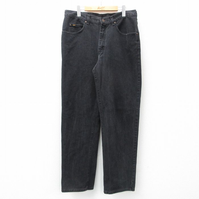 W36★古着 リー Lee ジーンズ メンズ コットン 黒 ブラック デニム 【spe】 25mar14 中古 ボトムス ジーパン Gパン ロング パンツ