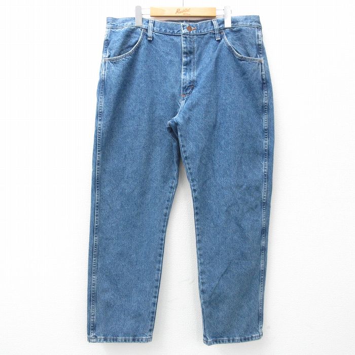 W37★古着 ラスラー ジーンズ メンズ コットン 紺 ネイビー デニム 25mar15 中古 ボトムス ジーパン Gパン ロング パンツ