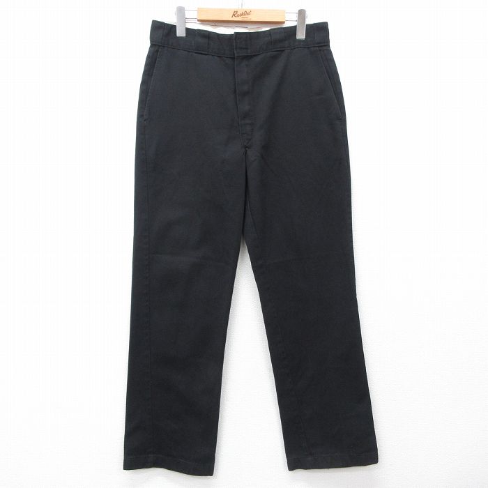 W33★古着 ディッキーズ Dickies ワーク パンツ メンズ 黒 ブラック 25mar15 中古 ボトムス ロング