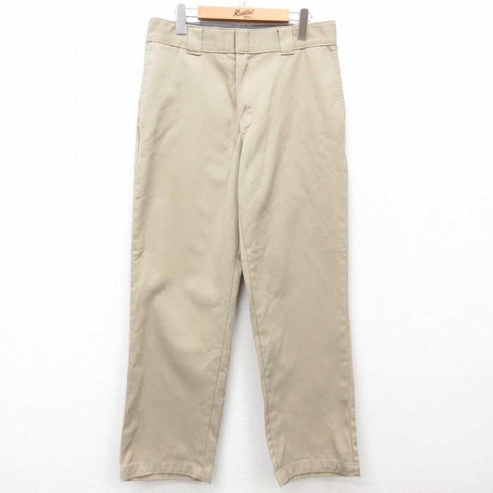 W33★古着 ディッキーズ Dickies ワーク パンツ メンズ ベージュ カーキ 25mar15 中古 ボトムス ロング