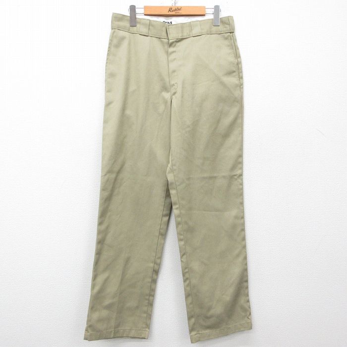 W32★古着 ディッキーズ Dickies ワーク パンツ メンズ 874 ベージュ カーキ 25mar15 中古 ボトムス ロング