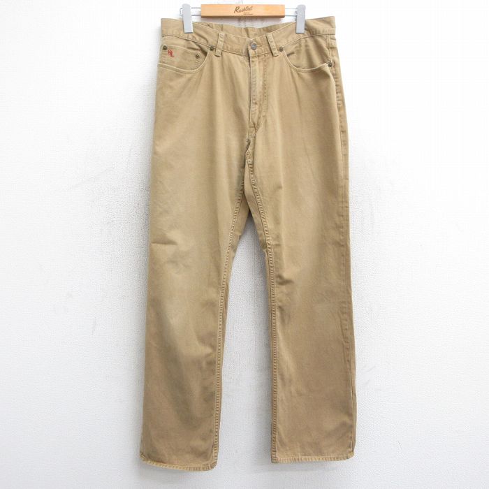 W34★古着 ラルフローレン Ralph Lauren ブランド チノ パンツ チノパン メンズ コットン ベージュ カーキ 25mar15 中古 ボトムス ロング