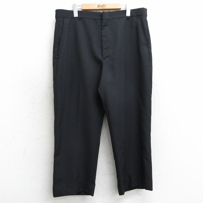 W37★古着 スラックス パンツ メンズ 80年代 80s タロン 黒 ブラック 25mar15 中古 ボトムス ロング