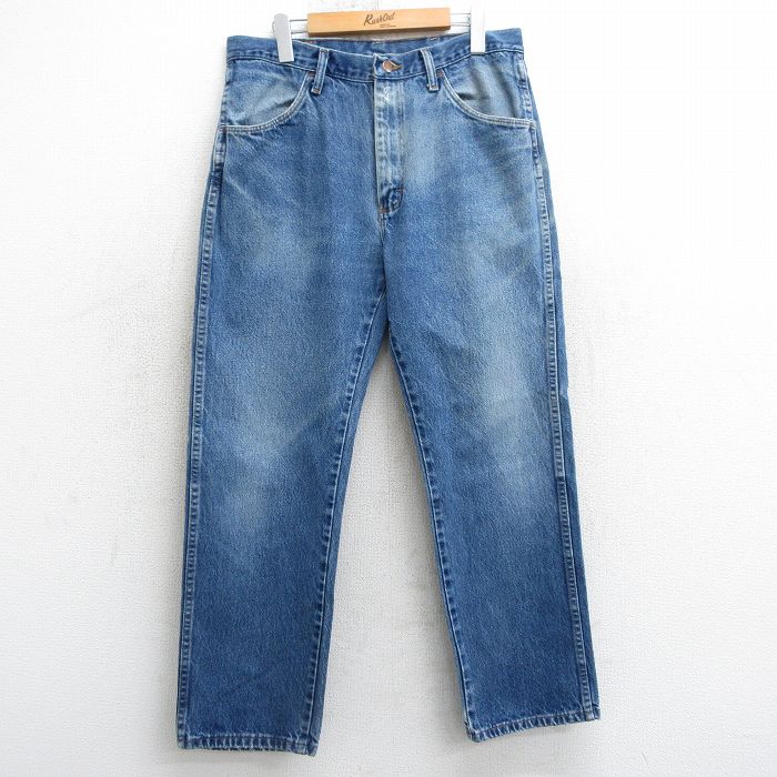 W34★古着 ラスラー ジーンズ メンズ コットン 紺 ネイビー デニム 25mar15 中古 ボトムス ジーパン Gパン ロング パンツ