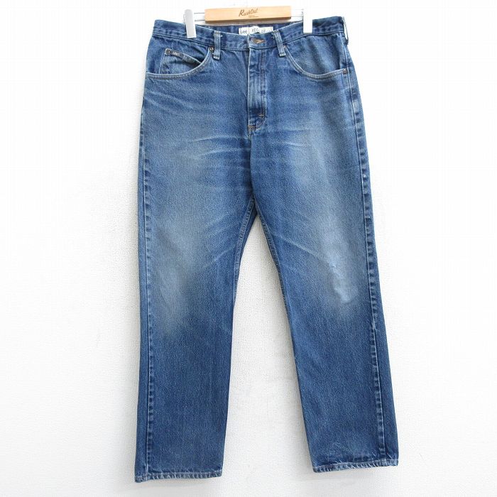 W36★古着 リー Lee ジーンズ メンズ ヒゲ コットン 紺 ネイビー デニム 25mar17 中古 ボトムス ジーパン Gパン ロング パンツ