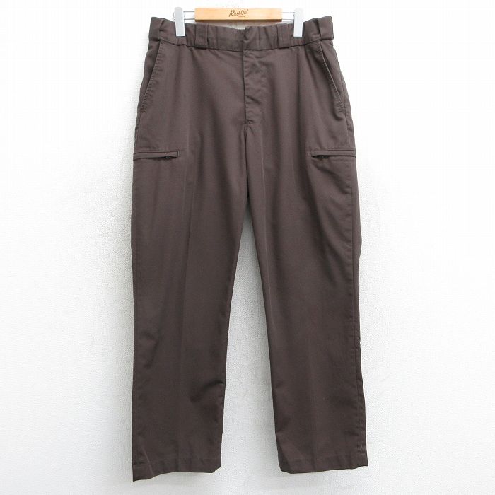 W32★古着 ワーク パンツ メンズ elbeco 茶 ブラウン 25mar17 中古 ボトムス ロング