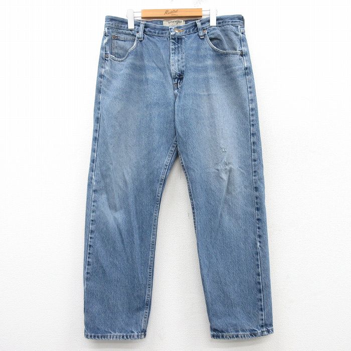 W36★古着 ラングラー Wrangler ジーンズ メンズ 紺 ネイビー デニム 25mar17 中古 ボトムス ジーパン Gパン ロング パンツ