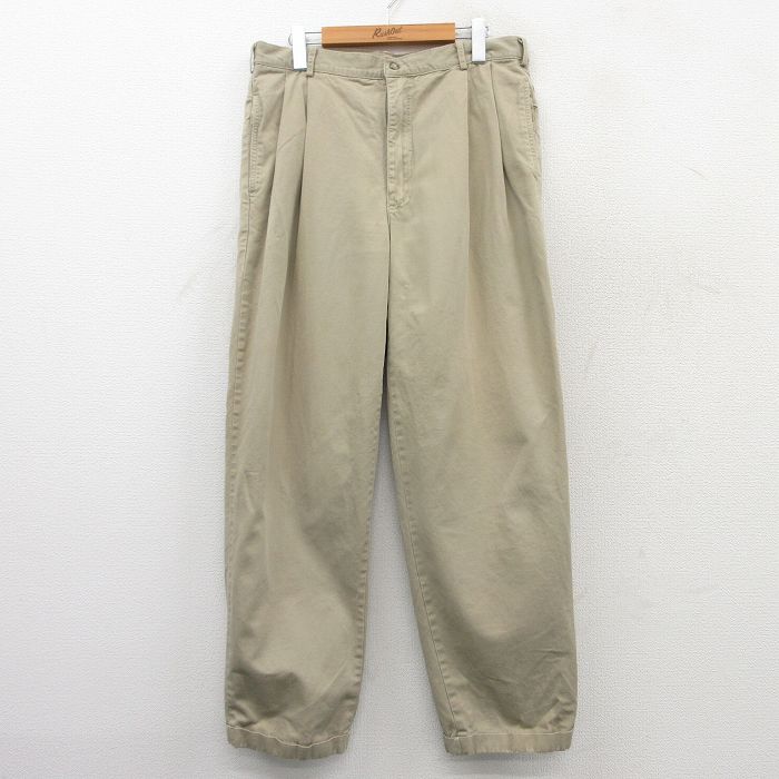 W33★古着 ギャップ GAP パンツ メンズ 90年代 90s コットン ベージュ カーキ 25mar17 中古 ボトムス ロング