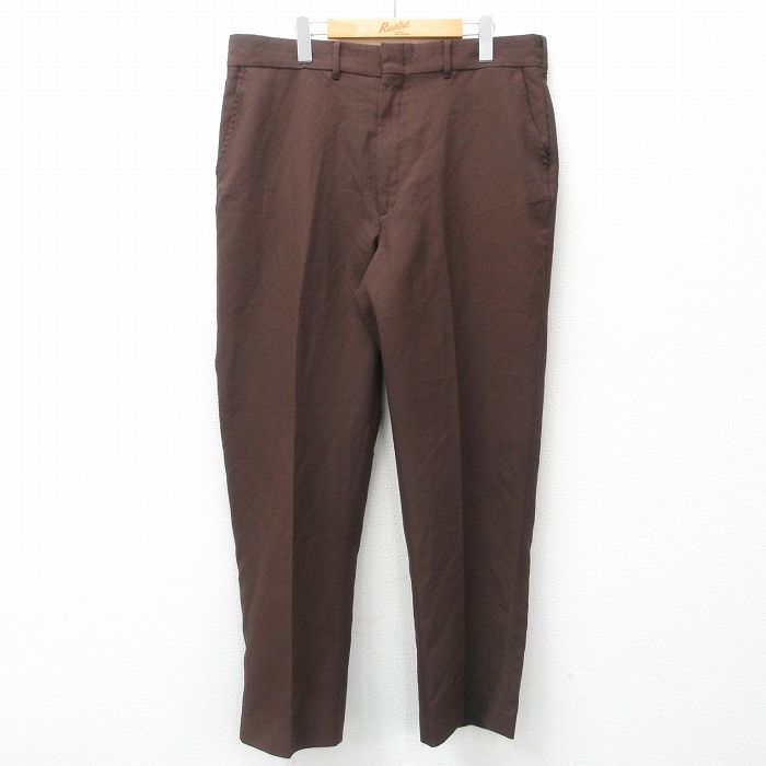 W38★古着 スラックス パンツ メンズ 90年代 90s USA製 茶 ブラウン 25mar17 中古 ボトムス ロング