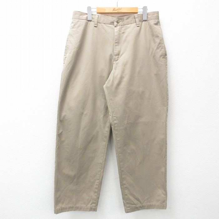 W34★古着 ラングラー Wrangler チノ パンツ チノパン メンズ コットン ベージュ系 カーキ 25mar17 中古 ボトムス ロング