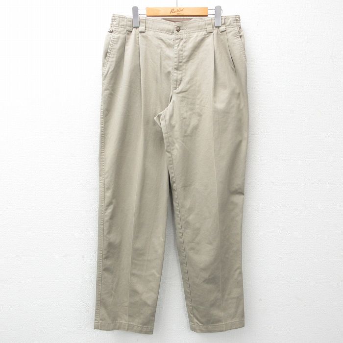 W36★古着 HAGGAR パンツ メンズ 00年代 00s コットン ベージュ系 カーキ 25mar17 中古 ボトムス ロング