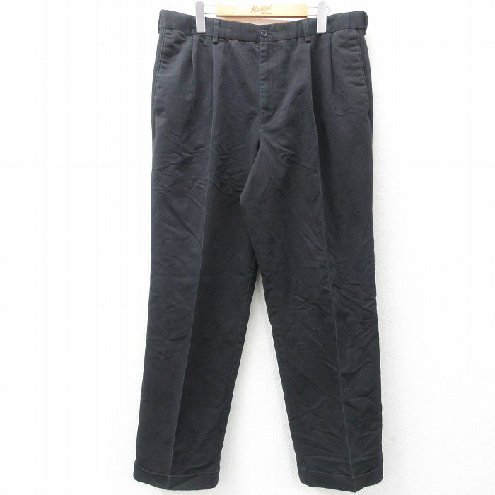 W36★古着 ドッカーズ パンツ メンズ 黒 ブラック 25mar17 中古 ボトムス ロング