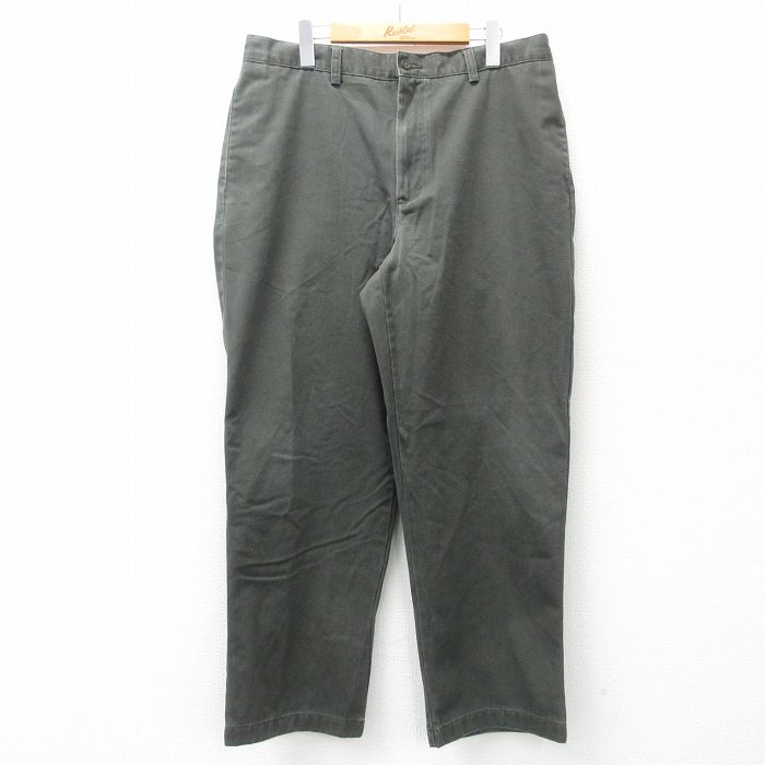 W36★古着 エディーバウアー パンツ メンズ コットン 濃緑系 グリーン 25mar17 中古 ボトムス ロング