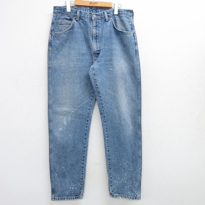 W34★古着 ラングラー Wrangler ジーンズ メンズ 00年代 00s 薄紺 ネイビー デニム 25mar17 中古 ボトムス ジーパン Gパン ロング パンツ