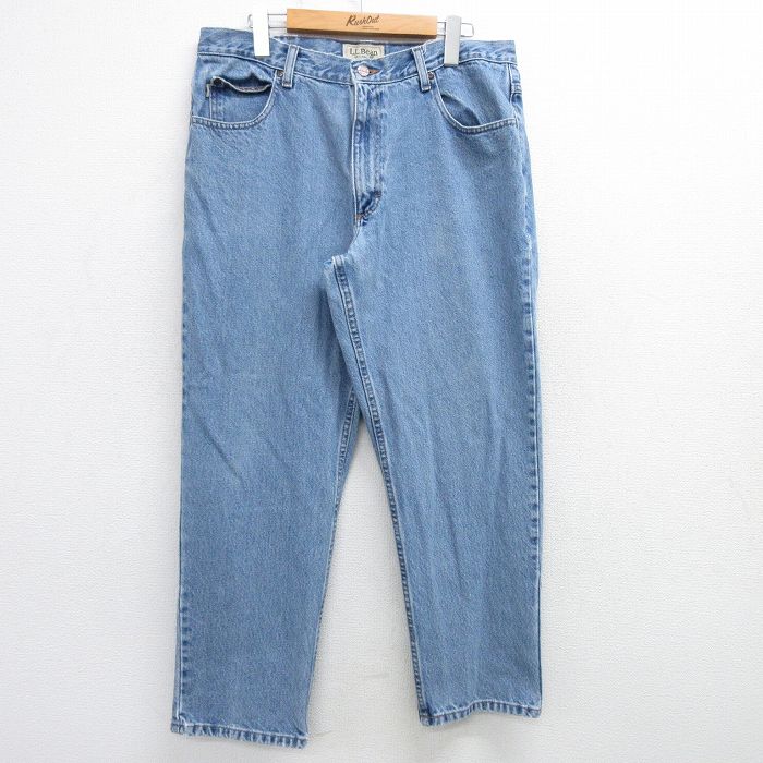 W32★古着 エルエルビーン LLBEAN ジーンズ メンズ 00年代 00s コットン 薄紺 ネイビー デニム 25mar17 中古 ボトムス ジーパン Gパン ロング パンツ