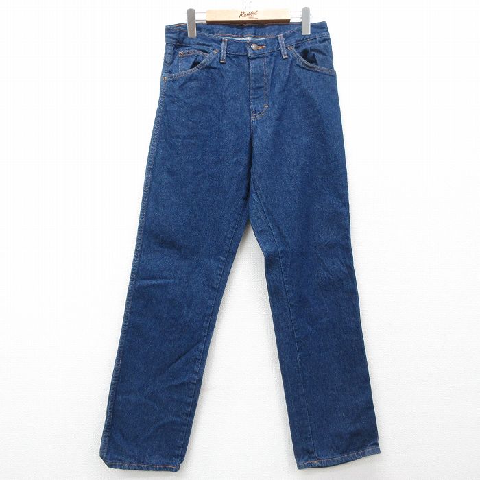W32★古着 ディッキーズ Dickies ジーンズ メンズ コットン 濃紺 ネイビー デニム 25mar18 中古 ボトムス ジーパン Gパン ロング パンツ