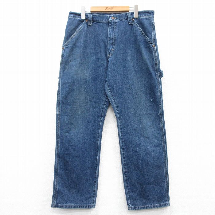W35★古着 ラングラー Wrangler ペインター パンツ メンズ 紺 ネイビー デニム 25mar18 中古 ボトムス ロング