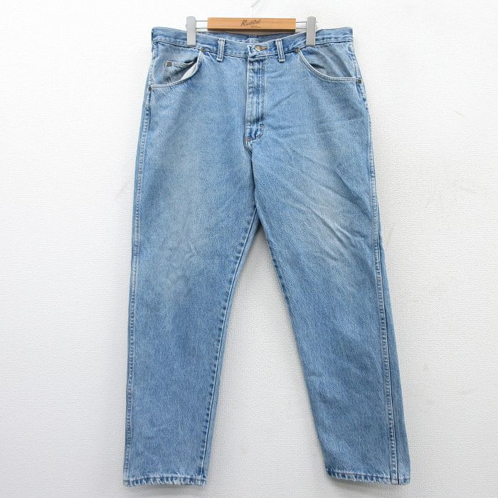W38★古着 ラングラー Wrangler ジーンズ メンズ 00年代 00s コットン USA製 薄紺 ネイビー デニム 25mar18 中古 ボトムス ジーパン Gパン ロング パンツ