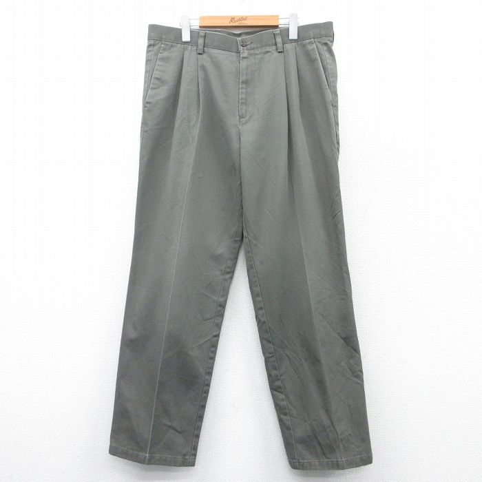 W38★古着 ドッカーズ パンツ メンズ コットン 濃緑 グリーン 25mar18 中古 ボトムス ロング