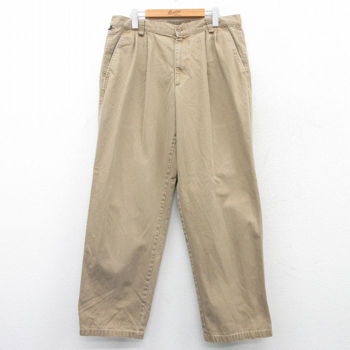 【50%OFF】W35★古着 ドッカーズ パンツ メンズ コットン 濃ベージュ カーキ 25mar18 中古 ボトムス ロング