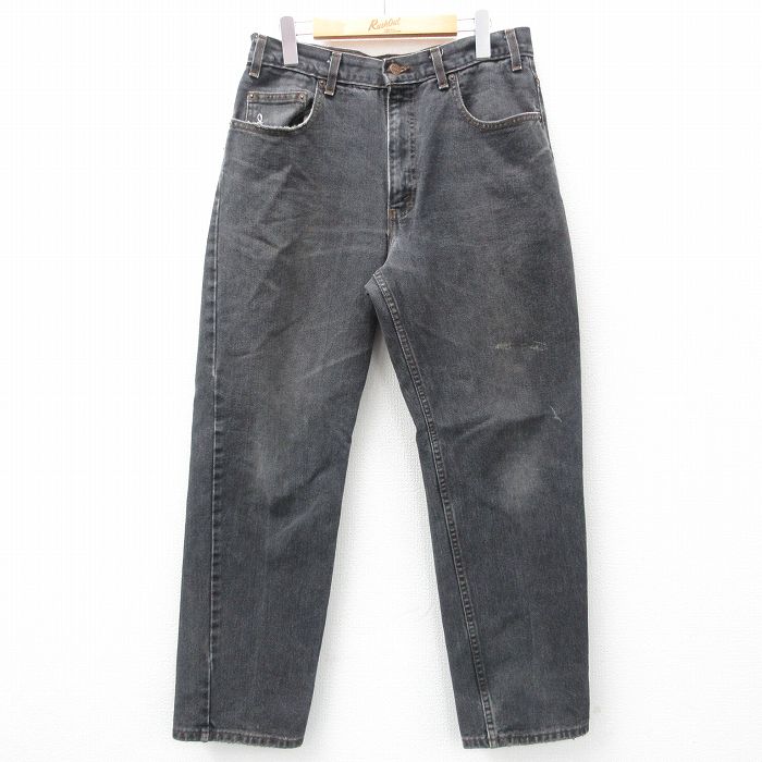 W33★古着 アリゾナジーンズ ジーンズ メンズ 90年代 90s コットン USA製 黒 ブラック デニム 【spe】 25mar18 中古 ボトムス ジーパン Gパン ロング パンツ