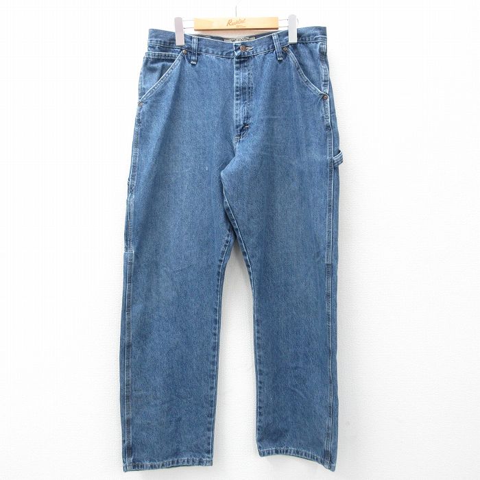 W35★古着 ラングラー Wrangler ペインター パンツ メンズ 紺 ネイビー デニム 25mar18 中古 ボトムス ロング