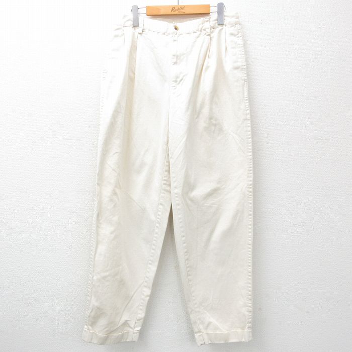 W32★古着 ノーティカ NAUTICA ブランド パンツ メンズ 90年代 90s コットン 生成り 25mar18 中古 ボトムス ロング