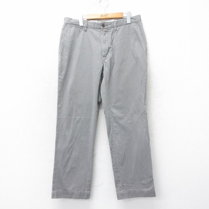 W35★古着 ラルフローレン Ralph Lauren ブランド チノ パンツ チノパン メンズ 90年代 90s コットン グレー 25mar18 中古 ボトムス ロング