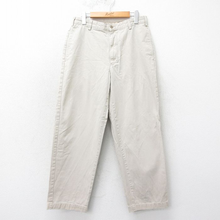 W32★古着 トミーヒルフィガー TOMMY HILFIGER ブランド チノ パンツ チノパン メンズ コットン ベージュ カーキ 25mar18 中古 ボトムス ロング