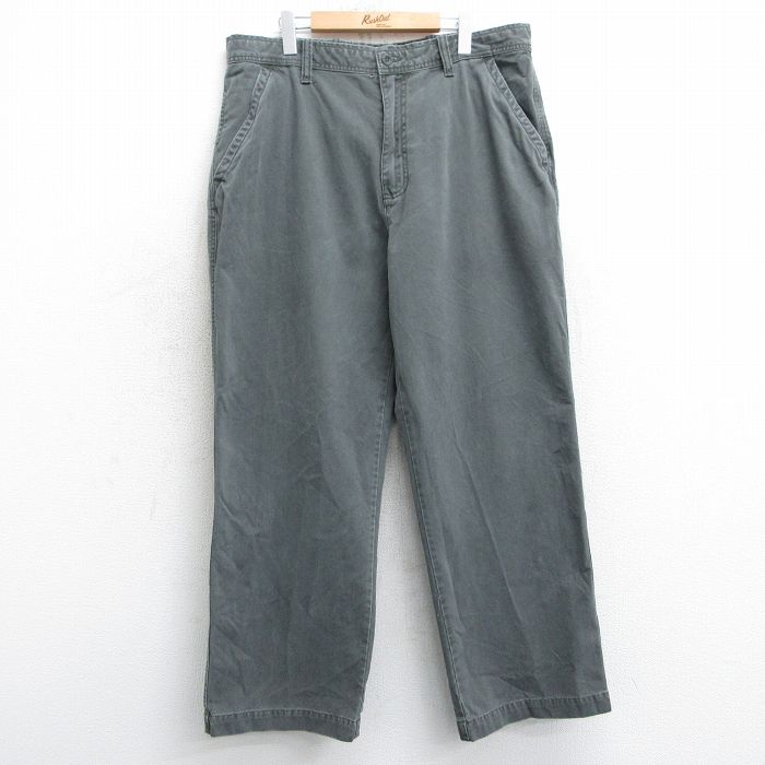 W39★古着 オールドネイビー OLD NAVY パンツ メンズ コットン 濃緑 グリーン 25mar18 中古 ボトムス ロング