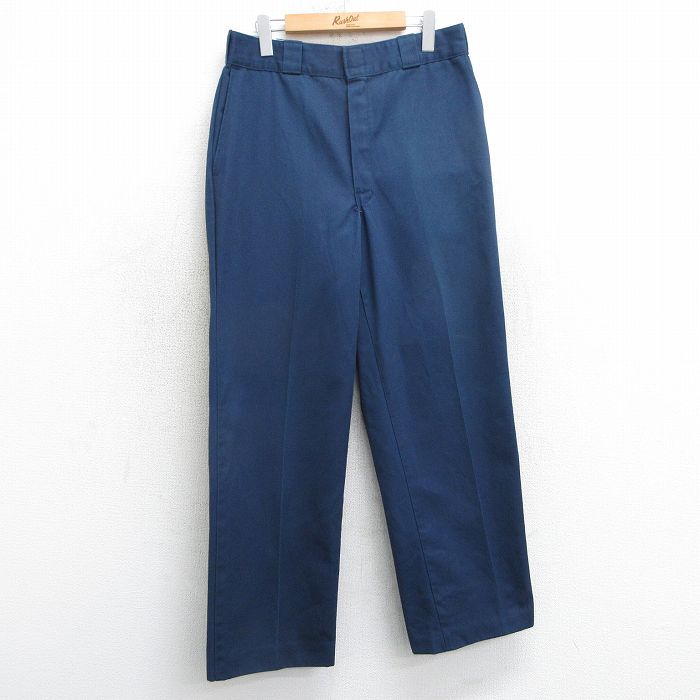 W33★古着 ワーク パンツ メンズ 90年代 90s USA製 紺 ネイビー 25mar18 中古 ボトムス ロング