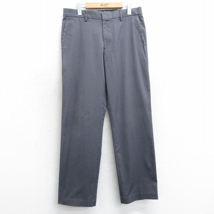 W34★古着 ドッカーズ パンツ メンズ ワンポイントロゴ 濃グレー 25mar18 中古 ボトムス ロング