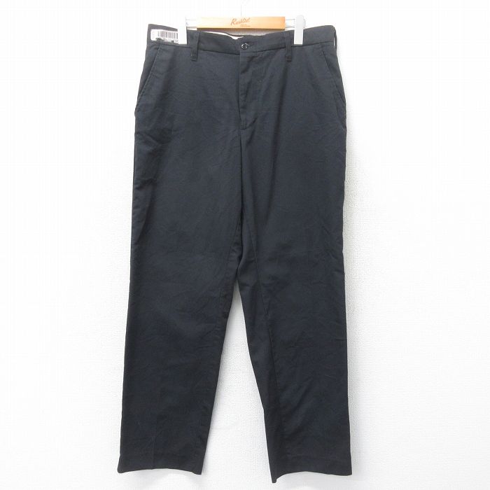 W35★古着 ワーク パンツ メンズ 黒 ブラック 25mar18 中古 ボトムス ロング