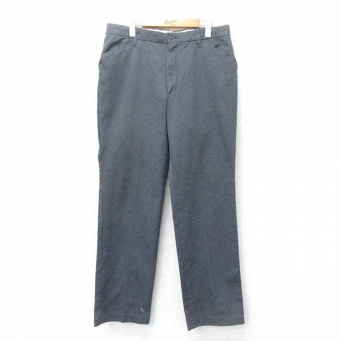 W35★古着 ワーク パンツ メンズ 濃グレー 25mar18 中古 ボトムス ロング