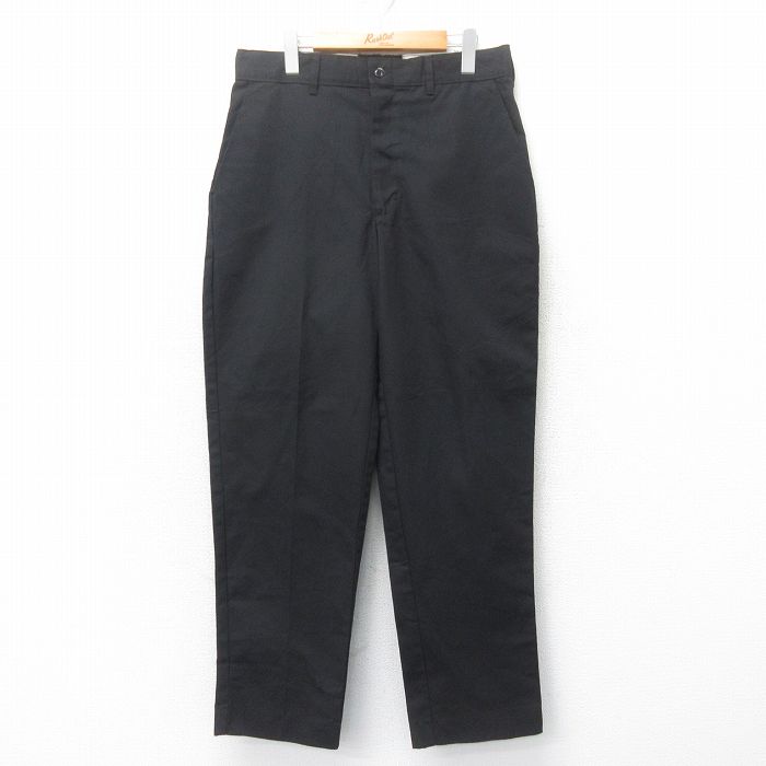 W34★古着 ワーク パンツ メンズ 黒 ブラック 25mar18 中古 ボトムス ロング