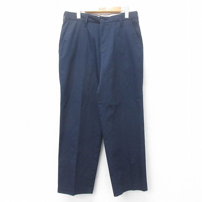 W33★古着 ワーク パンツ メンズ 紺 ネイビー 25mar18 中古 ボトムス ロング