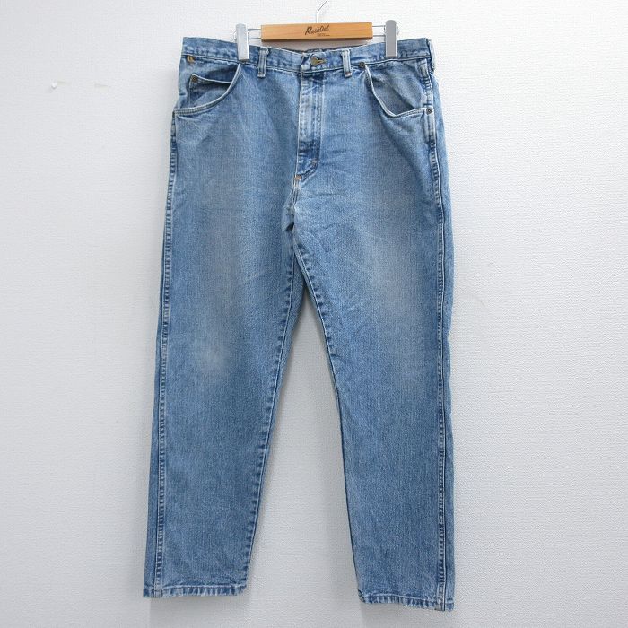 W38★古着 ラングラー Wrangler ジーンズ メンズ 90年代 90s コットン USA製 紺 ネイビー デニム 【spe】 25mar19 中古 ボトムス ジーパン Gパン ロング パンツ