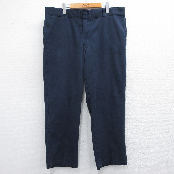 W42★古着 ディッキーズ Dickies ワーク パンツ メンズ 874 大きいサイズ 紺 ネイビー 25mar19 中古 ボトムス ロング