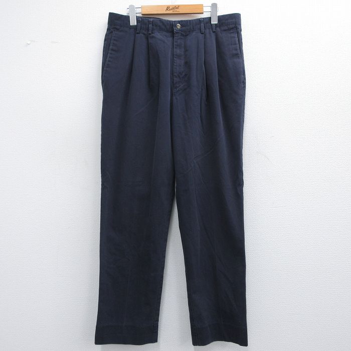 W34★古着 ドッカーズ パンツ メンズ コットン 紺 ネイビー 25mar19 中古 ボトムス ロング